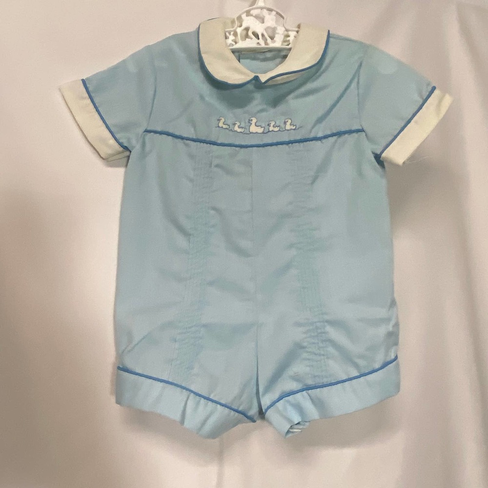 Toddle Tyke Blue Ducks Vintage One Piece Jumper Boys USA Made